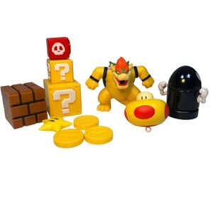 Nintendo Super Mario Bros Toy Lot Bowser Bullet Blocks Coins